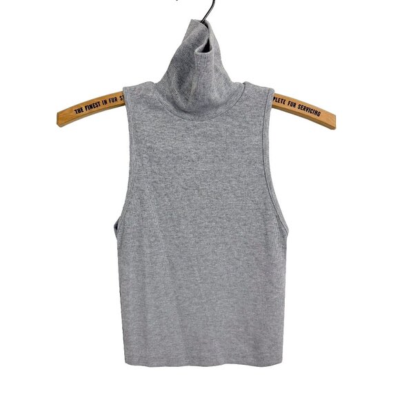 ZARA Women’s Cropped Sleeveless Mock Neck Tank Grey Size Small - Picture 1 of 3